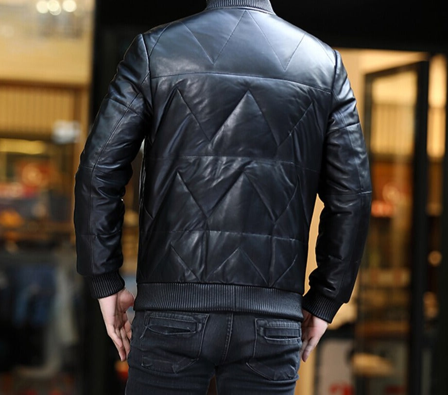 Genuine Leather Jacket Duck Down Bomber