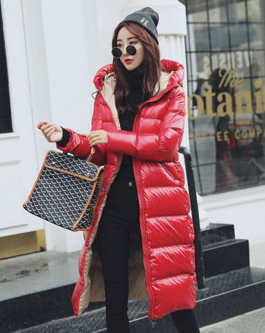 White Duck Down Long Puffer Jackets