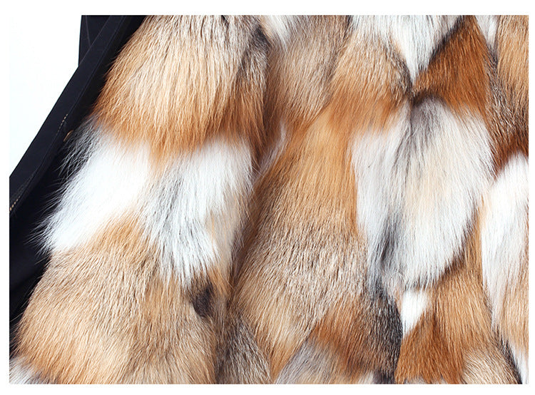 Waterproof REAL Red FOX FUR LINING X-LONG PARKA COATS