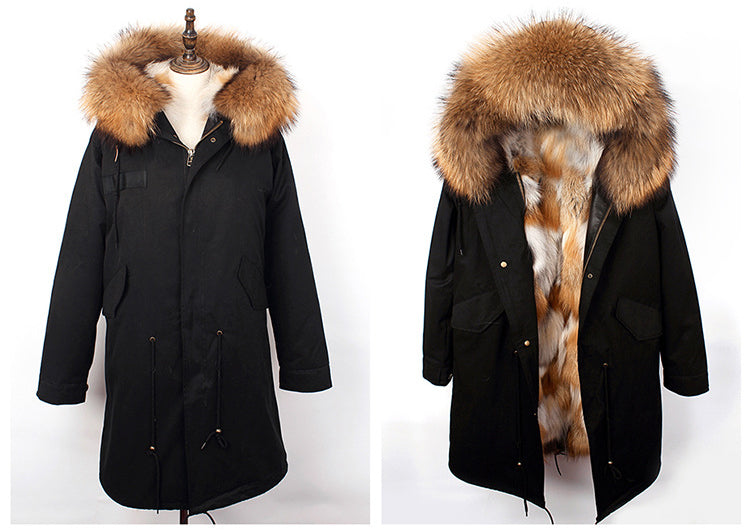 Waterproof REAL Red FOX FUR LINING X-LONG PARKA COATS