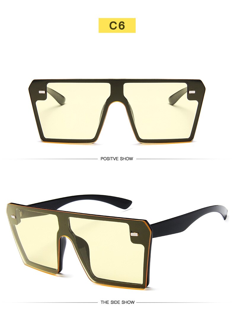 Oversize Flat Top Square Sunglasses