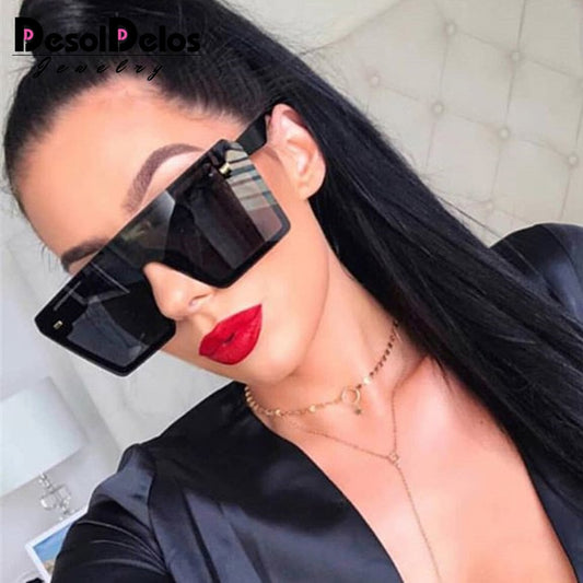 Oversize Flat Top Square Sunglasses