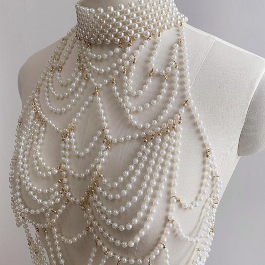 Pearls Bra Body Chain Necklace