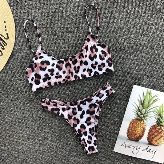 Leopard High Cut Brazilian Bikini Set