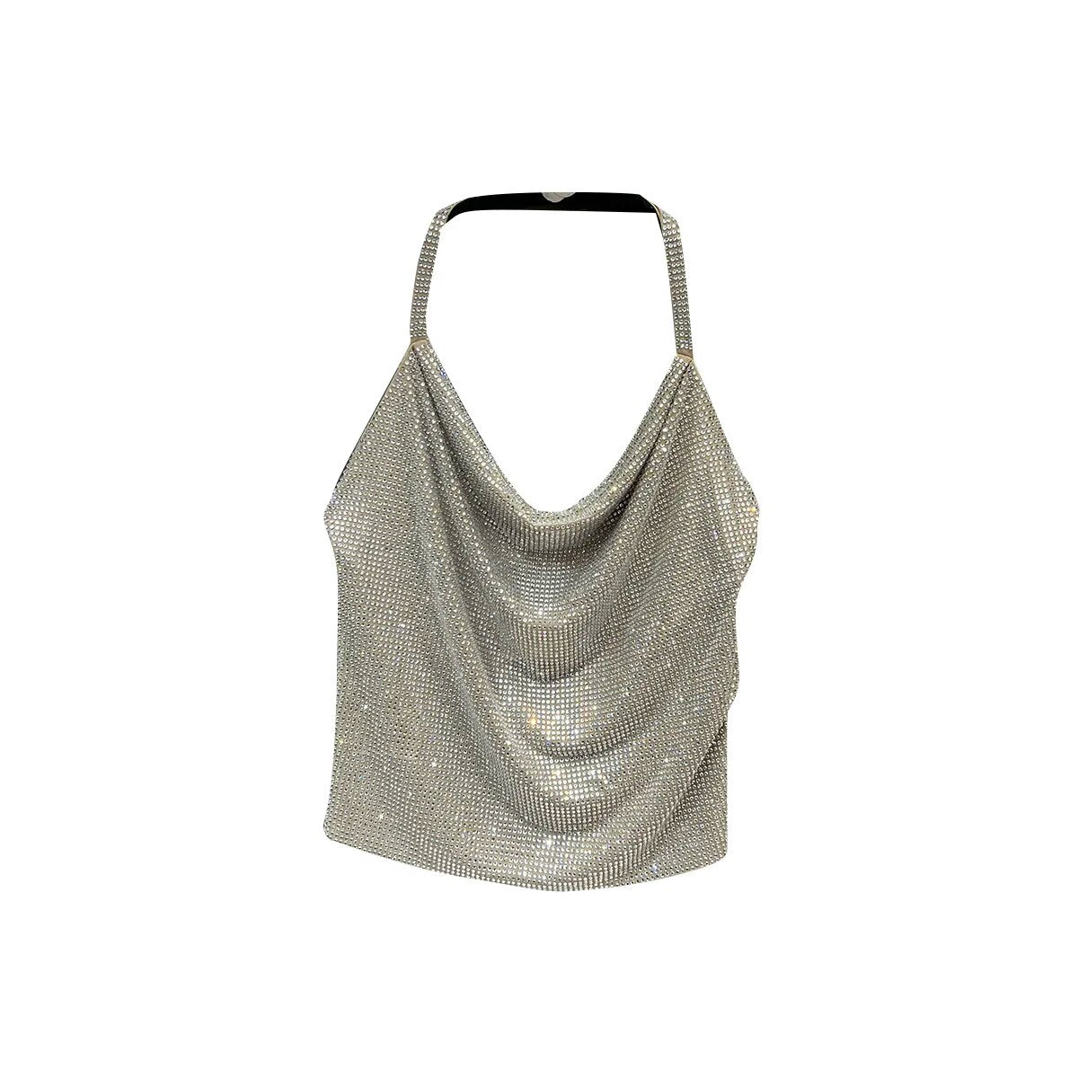 Sleeveless Diamond Halter Tank Crop Top