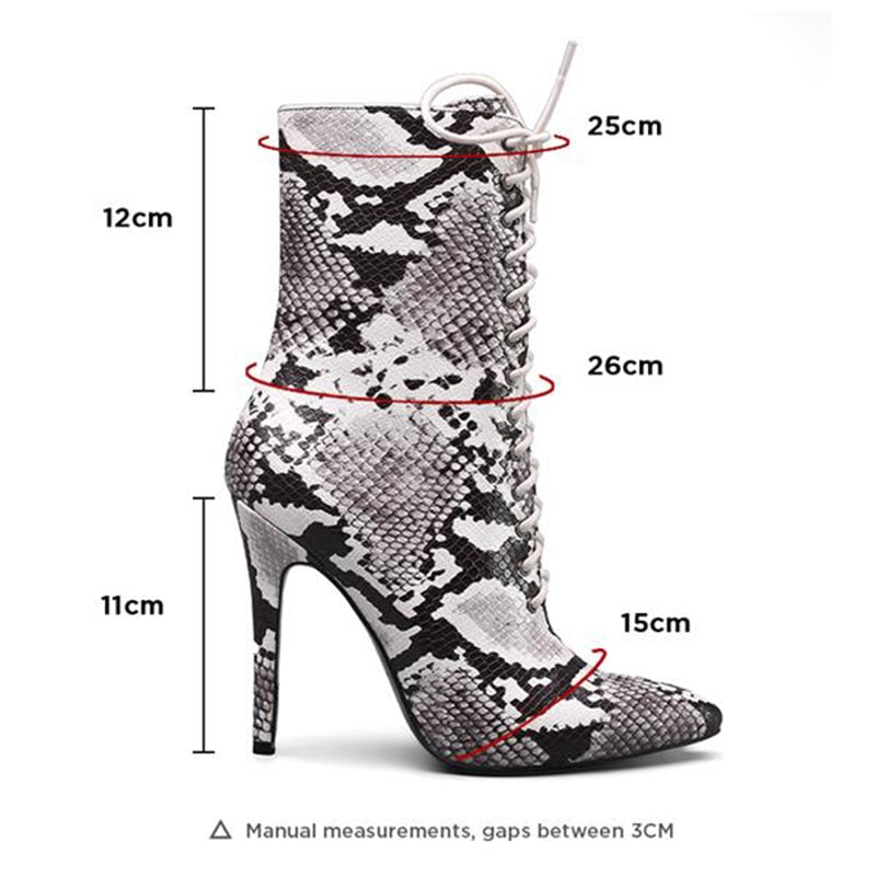 Snake Print Above Ankle High Heels Boots