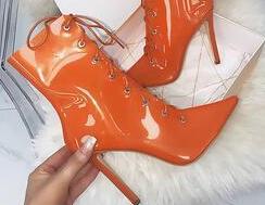 Transparent Tie Up Above Ankle High Heels Boots