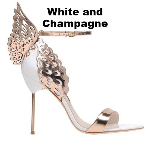 Butterfly Wings Open Toe Buckle Strap High Heels Pink/Silver