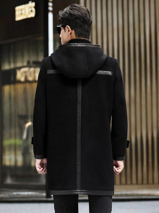 Long Real Wool Coats Hooded