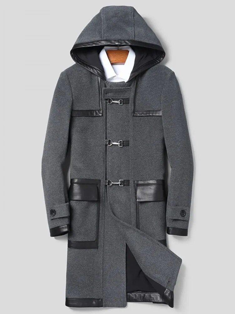 Long Real Wool Coats Hooded