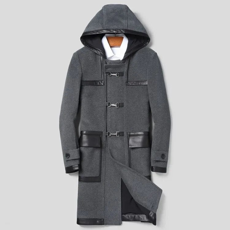 Long Real Wool Coats Hooded