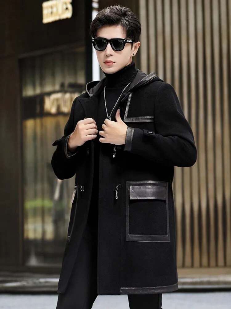 Long Real Wool Coats Hooded
