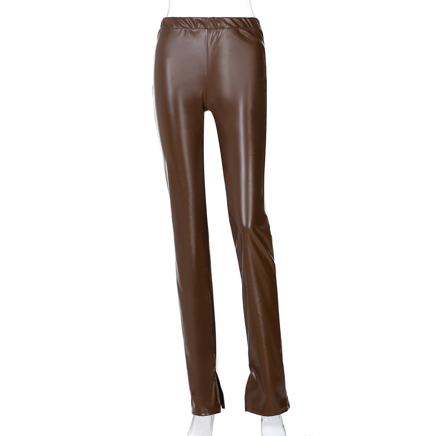 Pu Leather Corset Crop Top & Flare Slit Pants