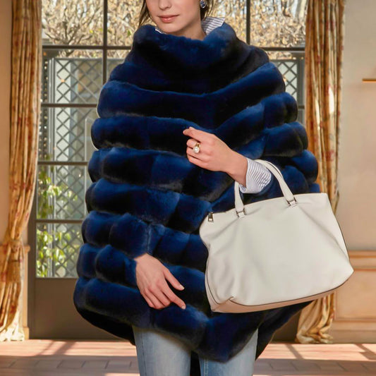 Natural Rex Rabbit Fur Poncho