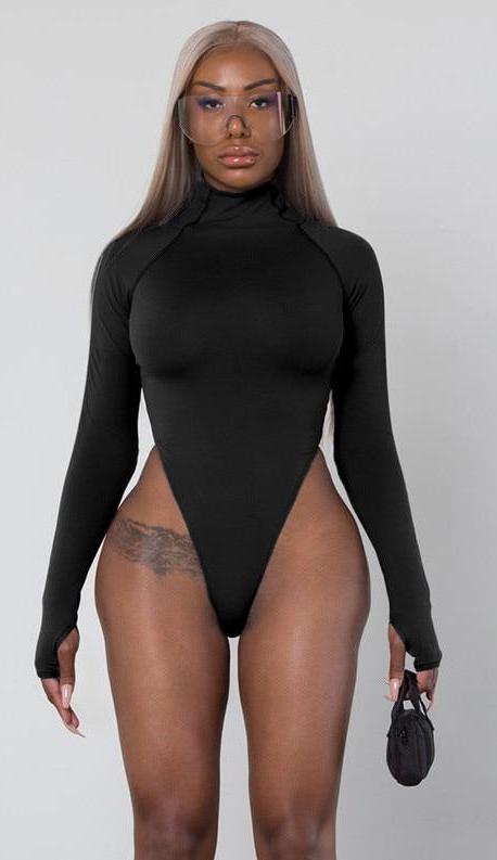 Turtleneck Long Sleeve High Waist Bodysuits