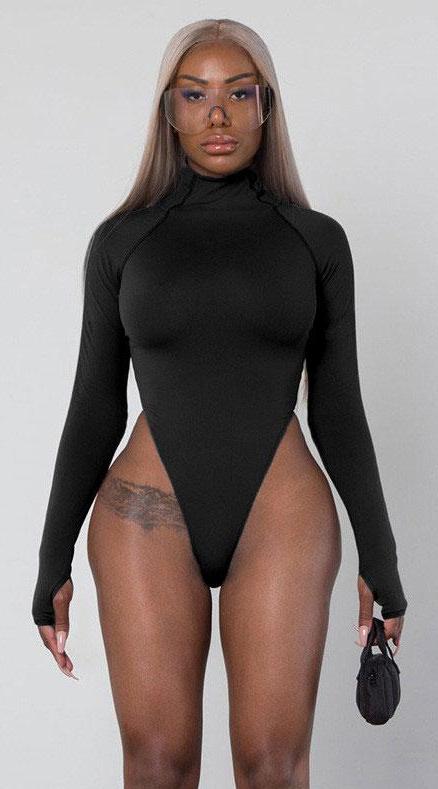 Turtleneck Long Sleeve High Waist Bodysuits