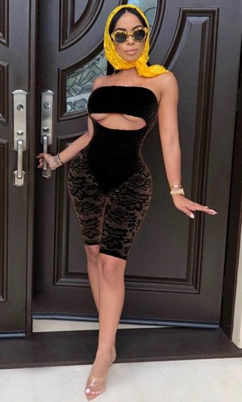 Strapless Hollow Out See Through Jumpsuits (Multi-Colors)