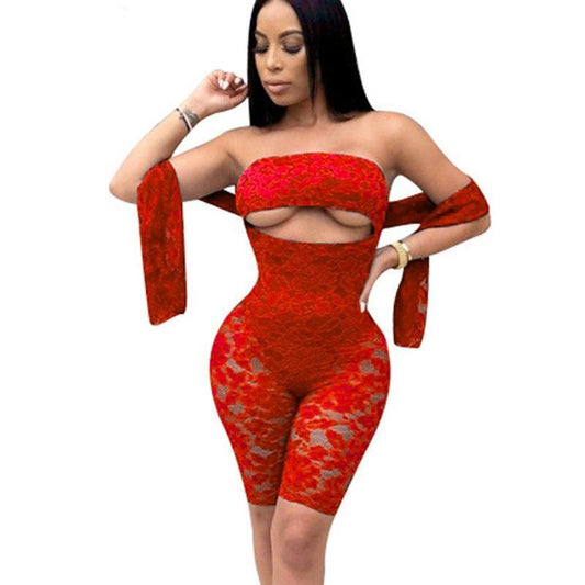 Strapless Hollow Out See Through Jumpsuits (Multi-Colors)