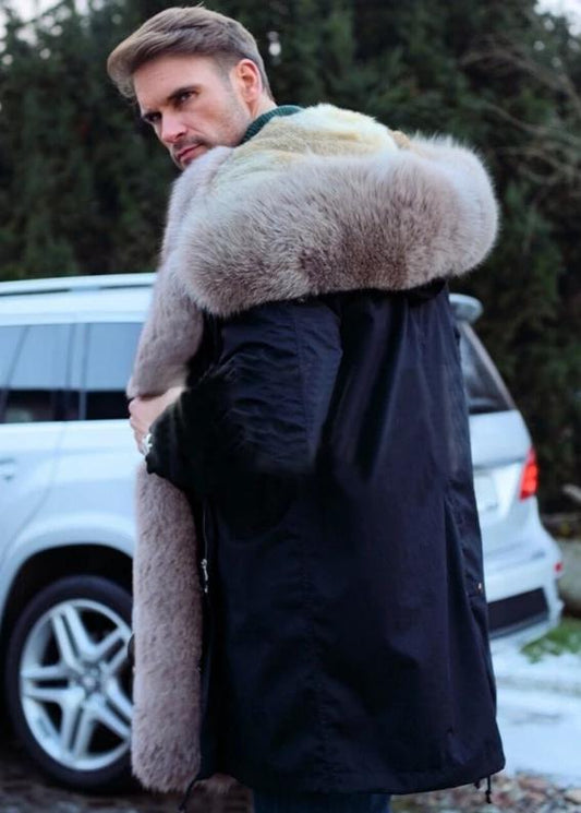 Rex Rabbit Fur Liner Fox Fur Collar/Parkas Waterproof Coat