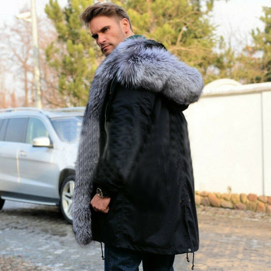 Rex Rabbit Fur Liner Silver Fox Fur Collar/Parkas Waterproof Coats