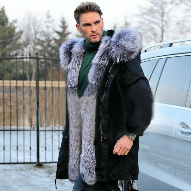Rex Rabbit Fur Liner Silver Fox Fur Collar/Parkas Waterproof Coats