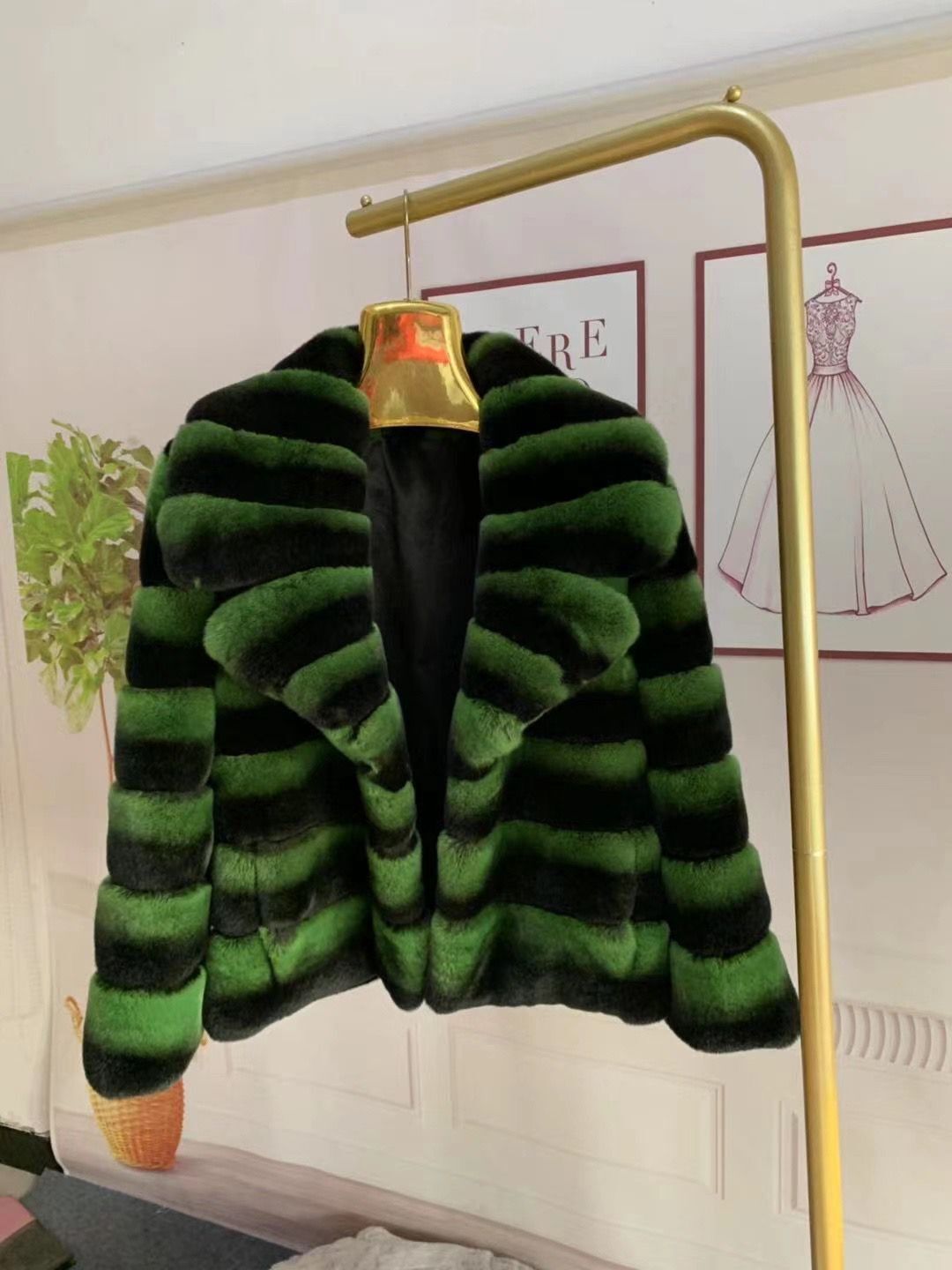 Rex Rabbit Fur Coat Big Turndown Collar