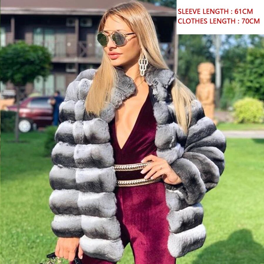 Collection of Chinchilla Style Rex Rabbit Fur Coat Vest