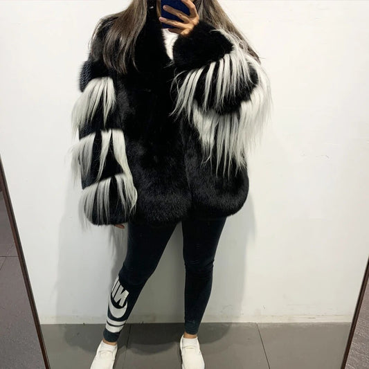 Black Natural Real Fox Fur Coats