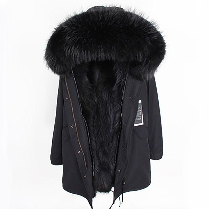 Real Fox Fur Lining and Fox Fur Thick Parka Long Coats