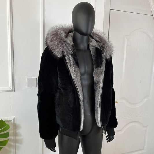 Real Fur Coat Chilla Style Rabbit Fur Parka