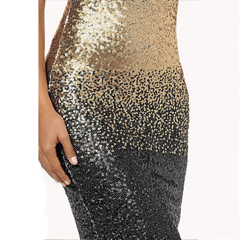 Sequin Sleeveless Backless Bodycon Midi Dress