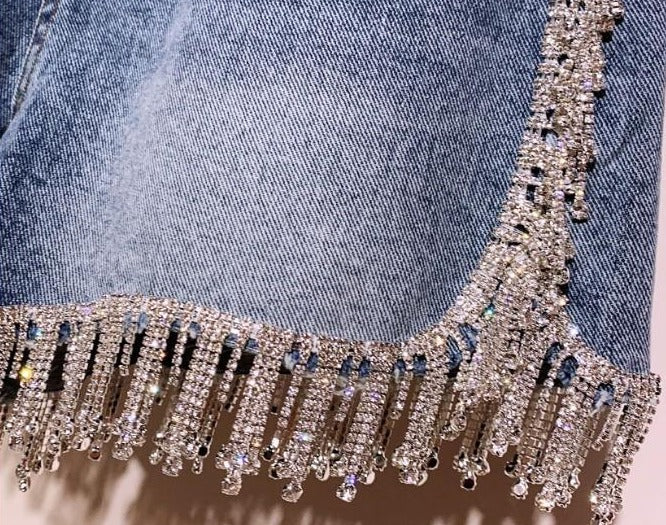 Diamond Tassel Jean Shorts