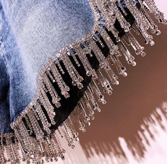 Diamond Tassel Jean Shorts