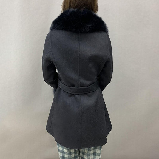 Soft Cashmere Coats Real Fur Long Collar & Cuffs