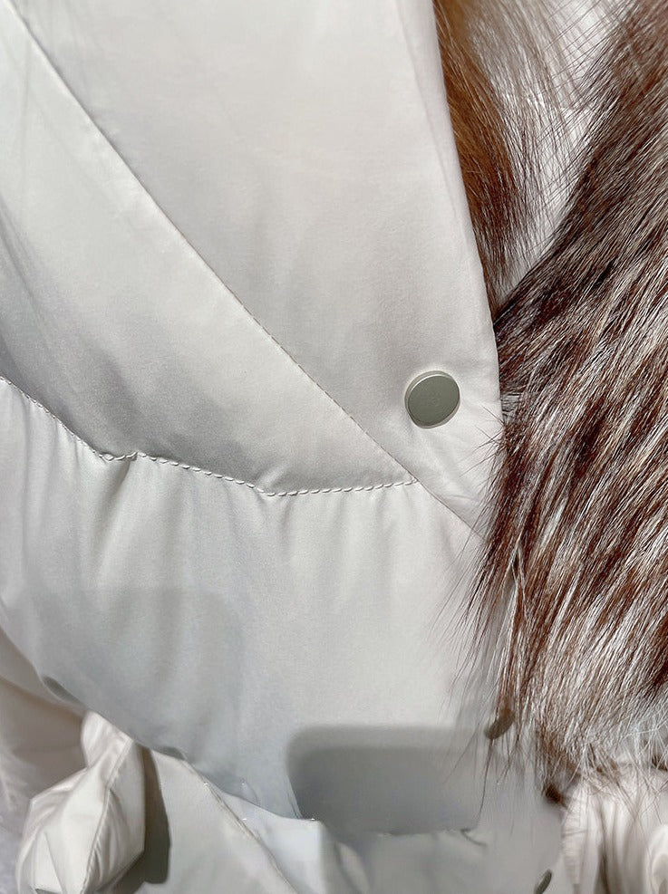 White Goose Down Fur Collar Long & Short Puffer Coats