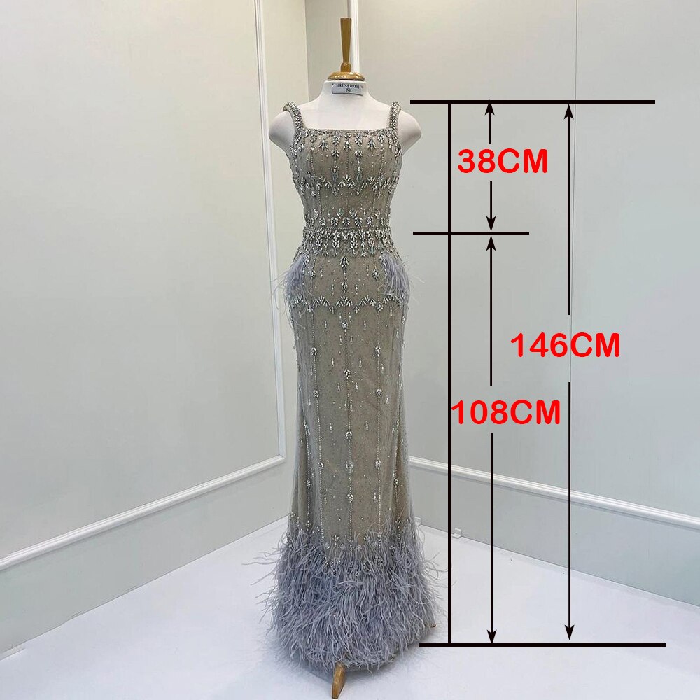 Crystal Feather Cape Sleeve Ankle Length Dresses