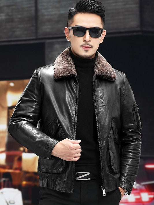 Genuine Leather Coats Long Shearling Long Fur Lining