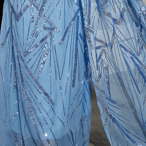 Sleeveless Mesh Sequin Slim Prom Dresses
