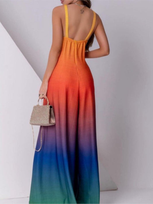 Backless Sleeveless Sling Wide Leg Jumpsuits