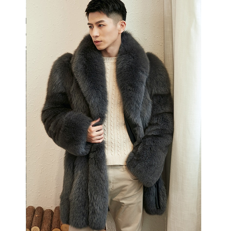 Real Fox Fur Mid-Length Fur Coats