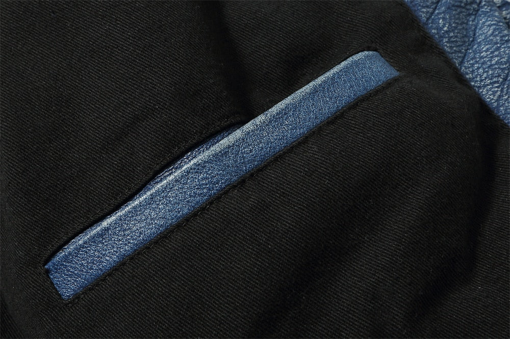 Genuine Leather Jacket Vintage Denim Style