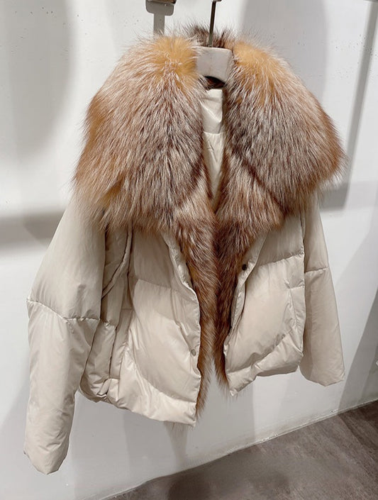 White Goose Down Fur Collar Long & Short Puffer Coats