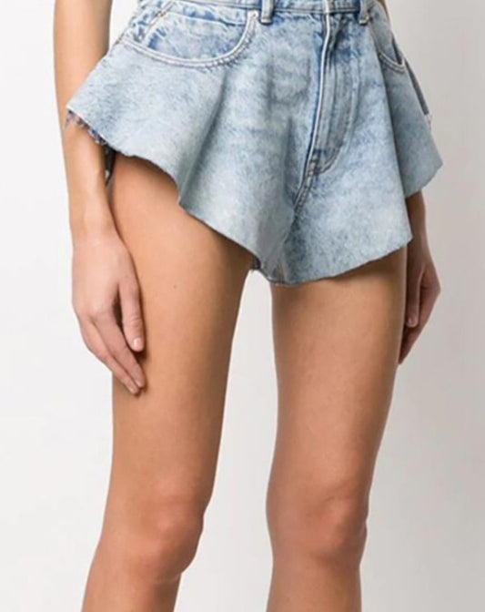 High Waist Extra Loose Leg Denim Shorts