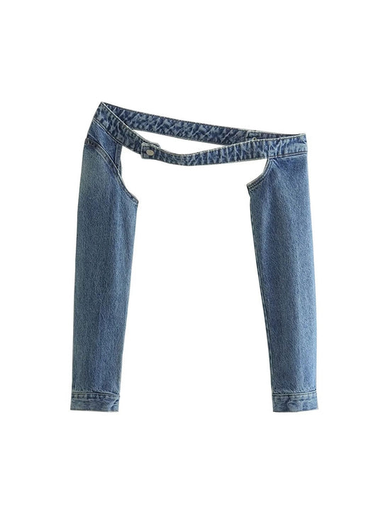 Denim Sleeves & Denim Micro Skirt