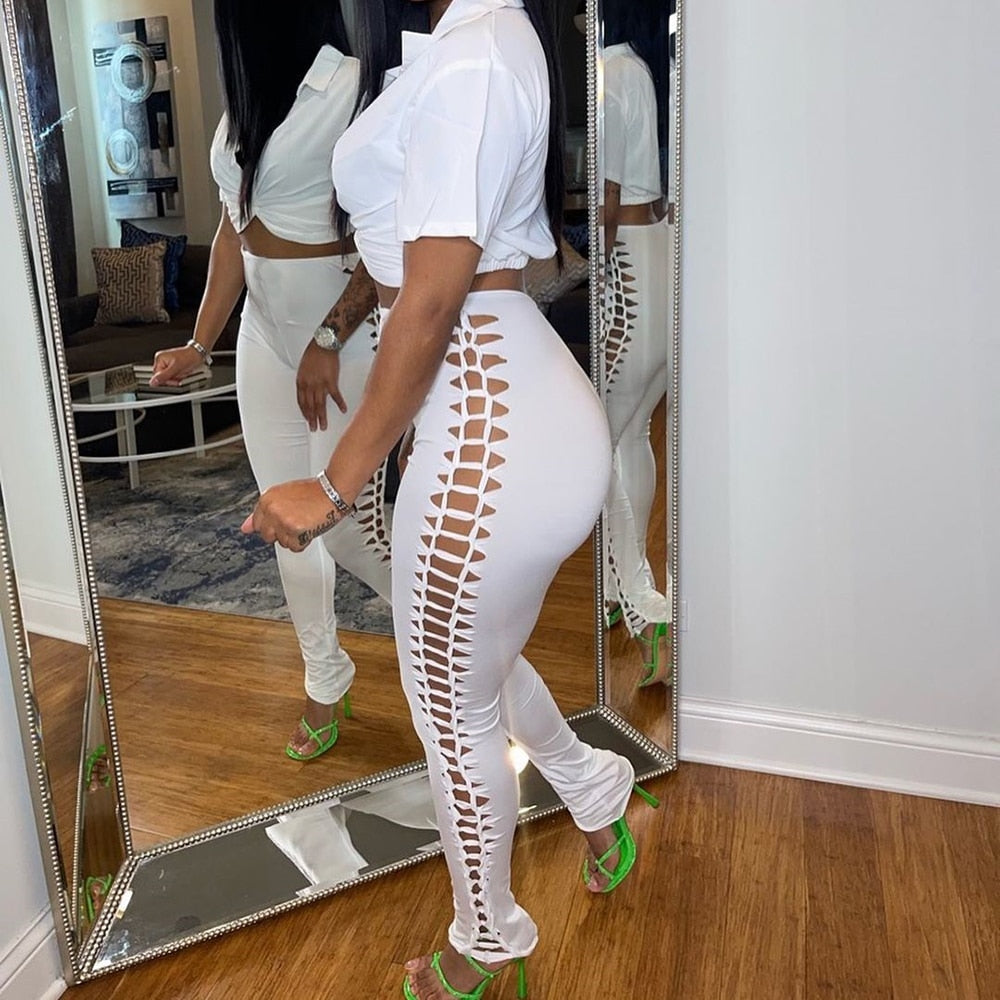 Side Hole Cut Out Tight Leggings