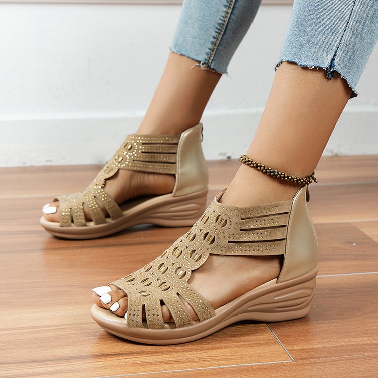 Roman Thred Low Wedge Sandals