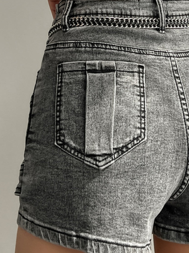 High Waist Irregular Skirts Denim Shorts