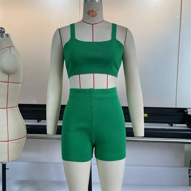 Strap Crop Top & Shorts Sets