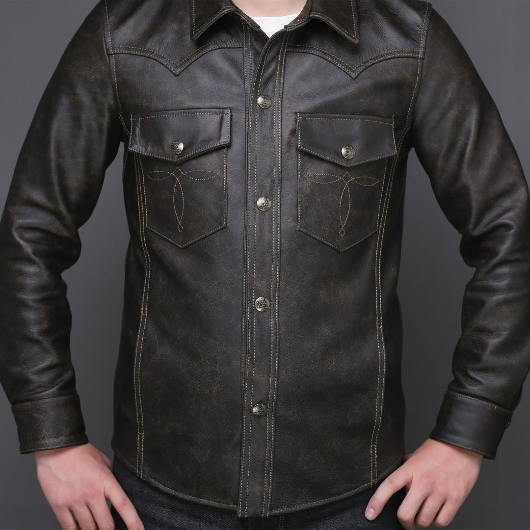 Genuine Leather Shirt Button-up Style Jacket