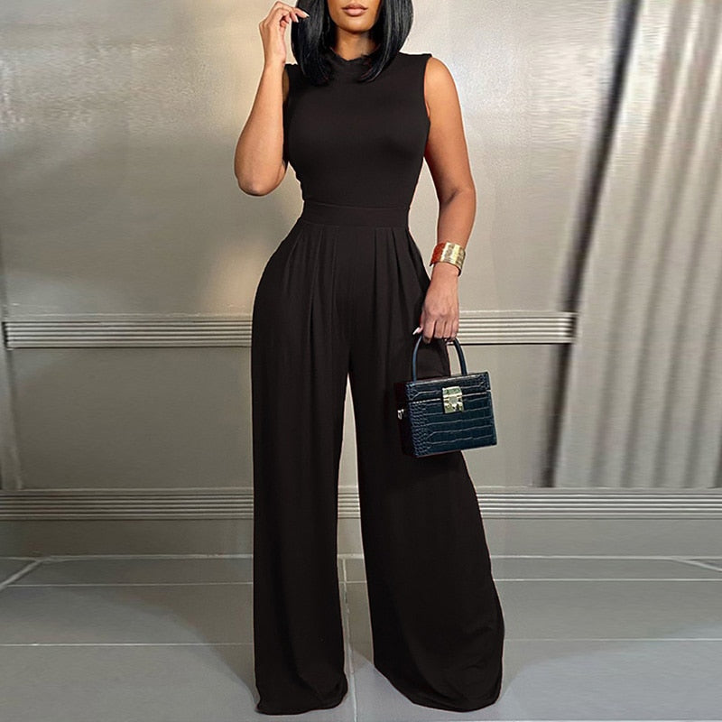 Deep V Short Sleeve Wide Leg Jumpsuits